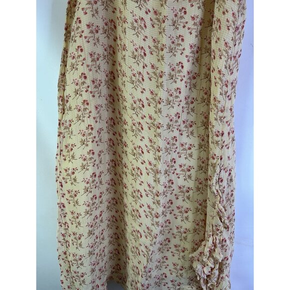 Vintage 90s April Cornell Calico Floral Frilly Pull On Maxi Skirt Small Cottage - Picture 4 of 7
